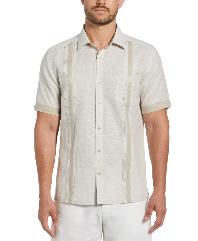 Linen Blend Cross Dye Guayabera Shirt