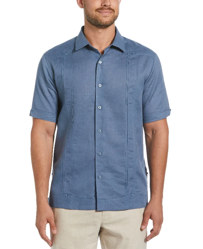 Linen Blend No-Pocket Guayabera Shirt