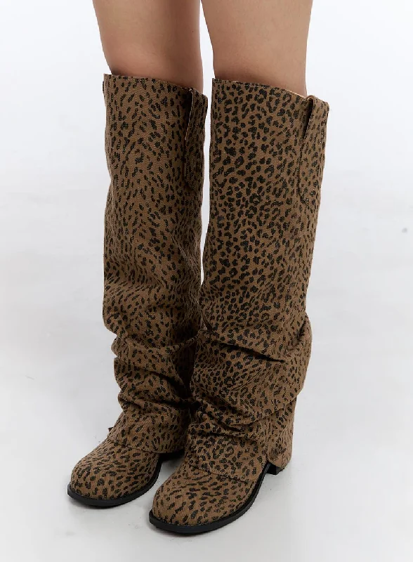 Long Leopard Print Boots CN422