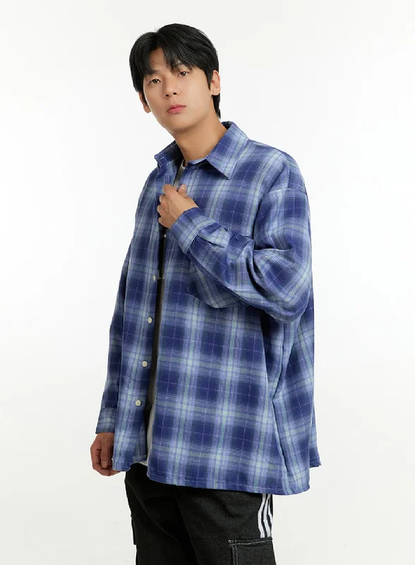 Men's Checkered Buttoned Collar Shirt IL412