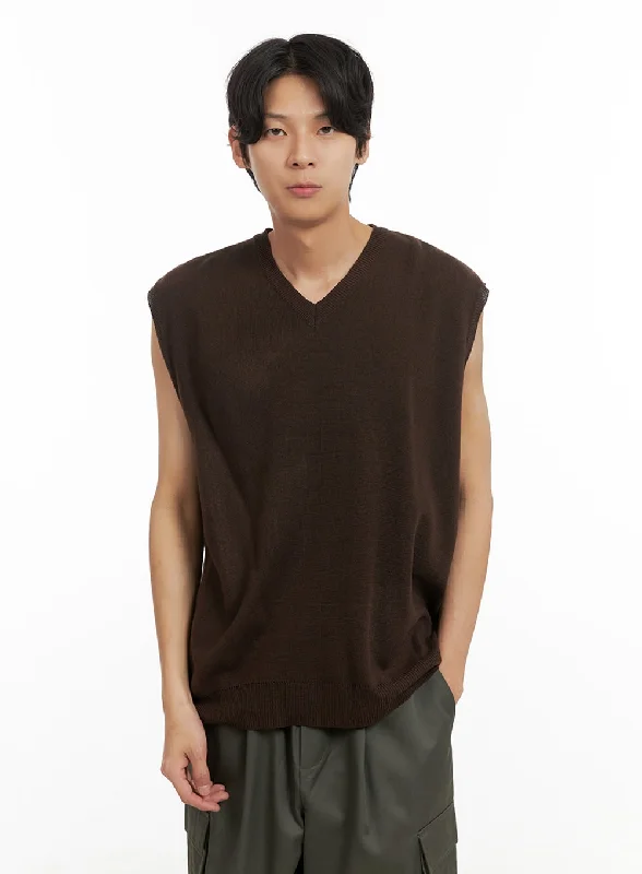 Men's Classic V-Neck Knit Vest (Brown) IY410