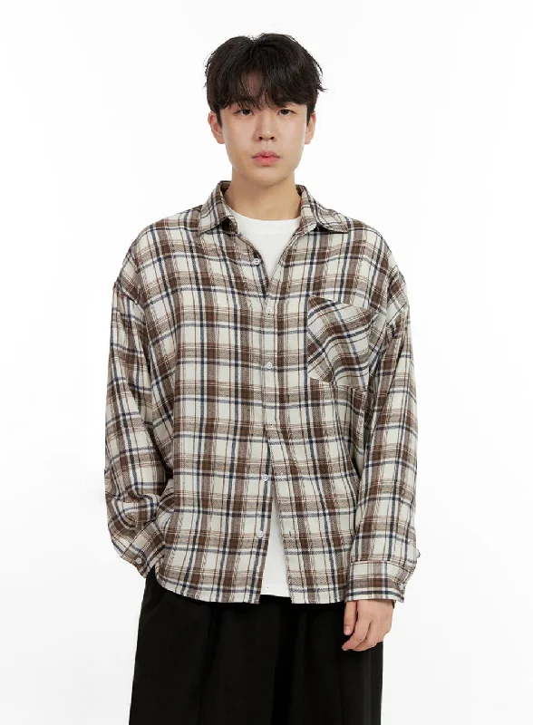 Men's Cotton Check Buttoned Shirt IN422