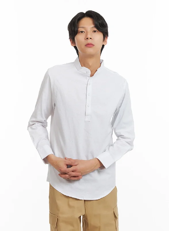 Men's High Collar Buttoned Shirt IY424