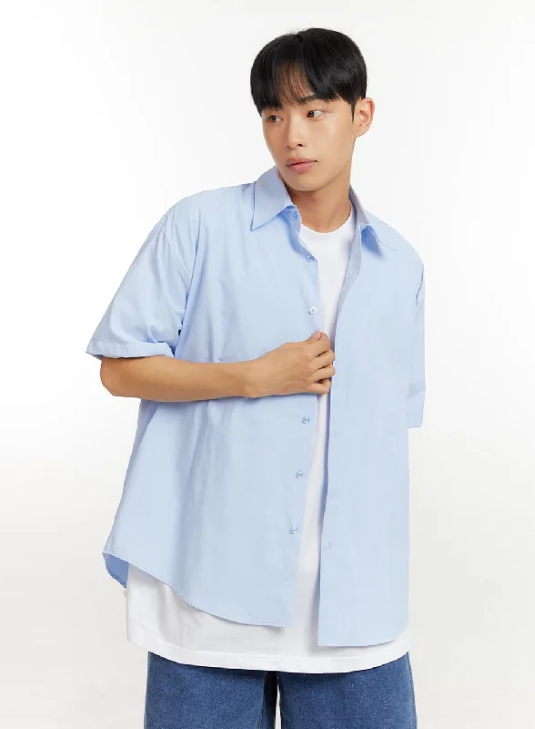 Men's Loose Fit Solid Buttoned Shirt IU426