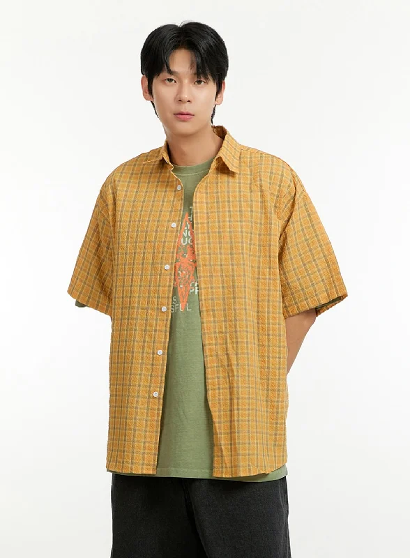 Men's Oversize Checkered Button-Down Shirt IL412