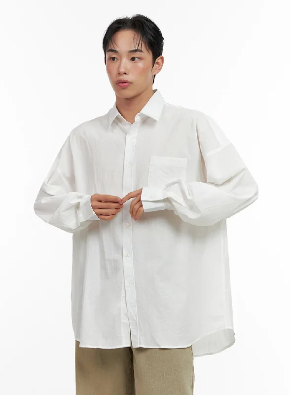 Men's Oversized Cotton Button-Down Shirt IN426