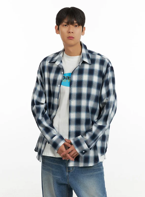 Men's Solid Plaid Shirt IU419