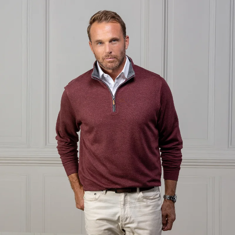 Merlot Heather Cloud Cotton Quarter Zip Pullover