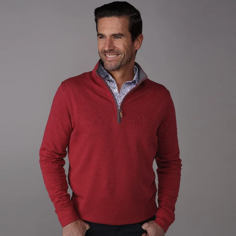 Red Heather Cloud Cotton Quarter Zip Pullover