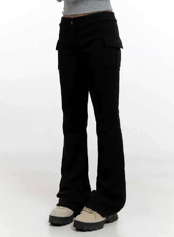 Slim Fit Low Waist Cargo Pocketed Pants CN425