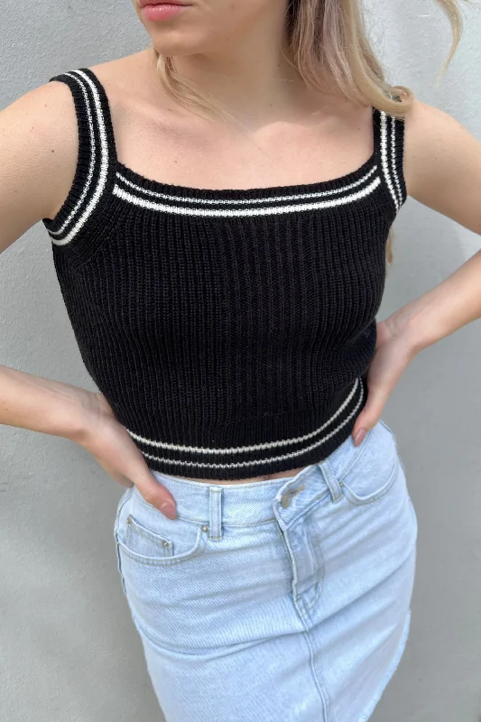 STRIPED TRIM KNIT TANK