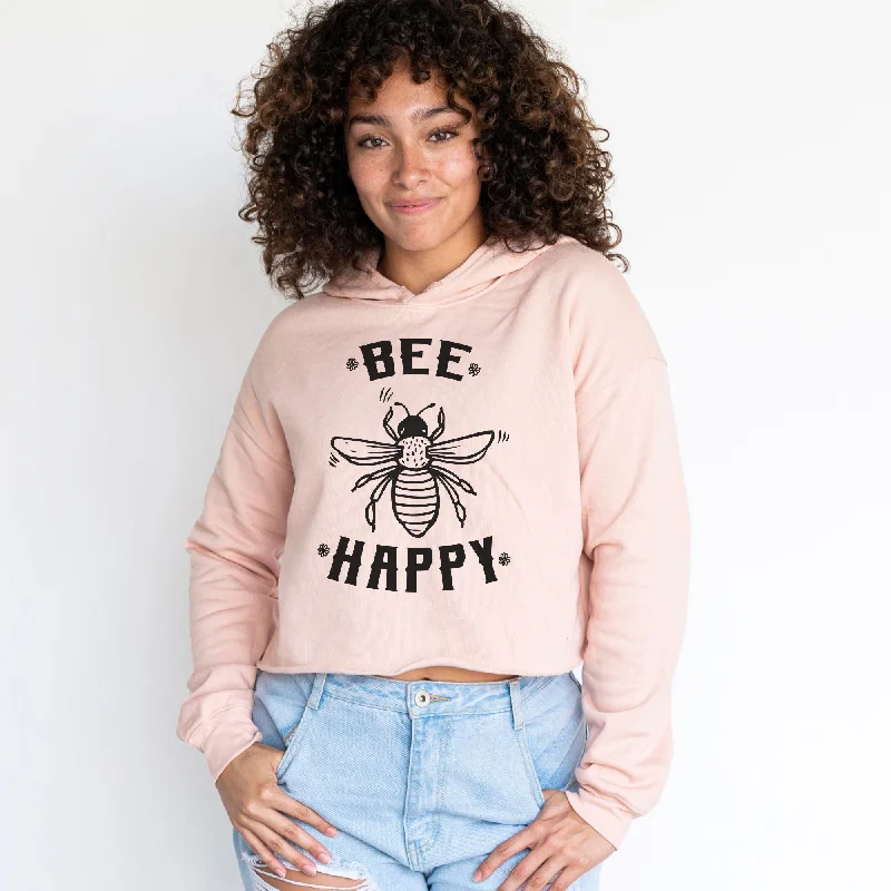 Bee Happy Bella Canvas Cropped Sweatshirt or Crop Hoodie *Women's Crop Fit*