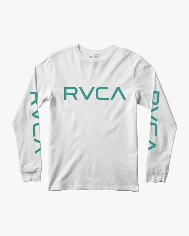 Big RVCA Long Sleeve Tee - White/Teal