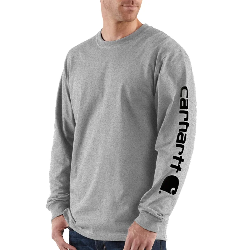 Carhartt Men's Signature Logo Long Sleeve T-Shirt_Heather Grey