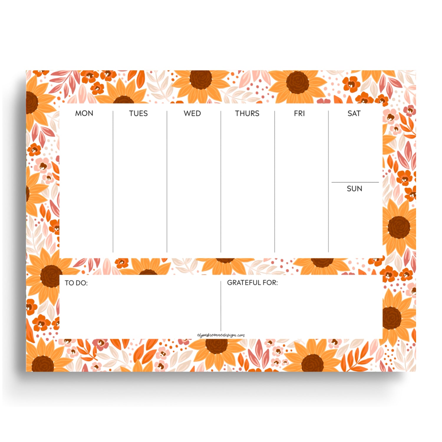 Sunflower Weekly Planner Notepad