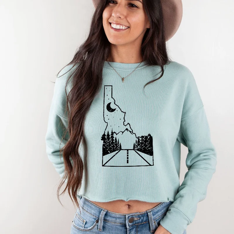 Idaho Highway Bella Canvas Cropped Sweatshirt or Crop Hoodie *Women's Crop Fit*