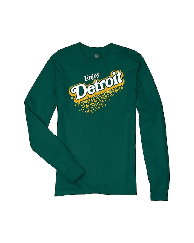 Ink Detroit Vintage "Enjoy Detroit" Ginger Ale Long Sleeve T-Shirt - Dark Green