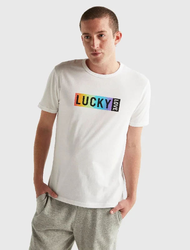 Lucky Brand Mens Pride Lucky Logo Gender Neutral Tee