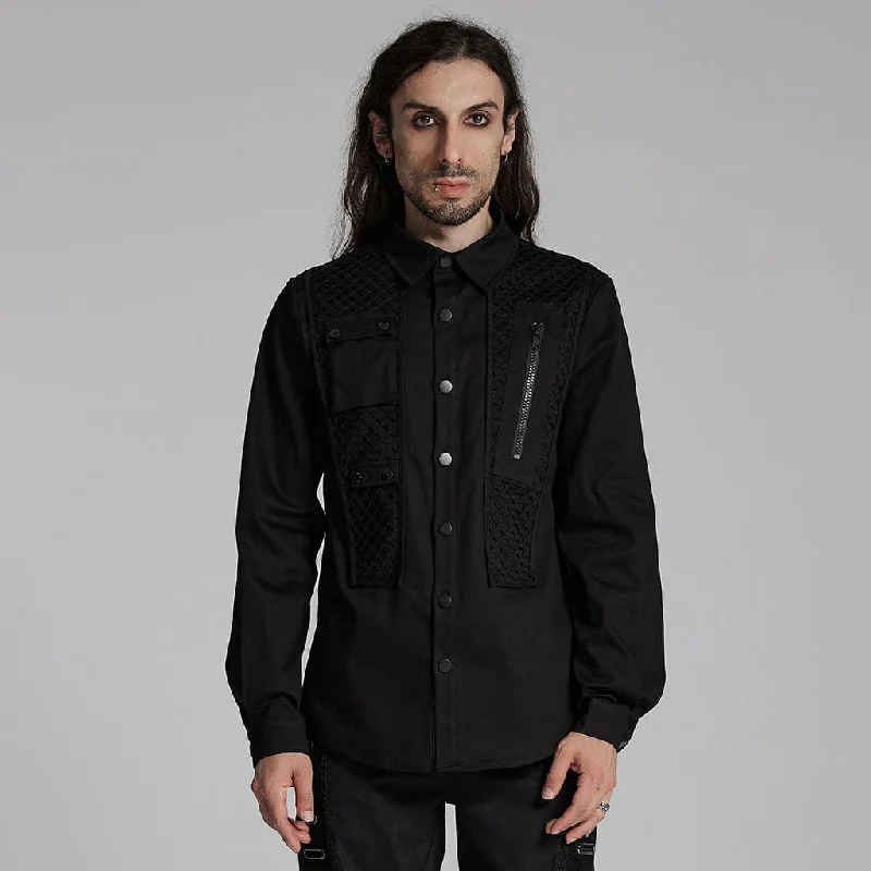 Men's Cyberpunk Zip Mesh Pocket Shirt