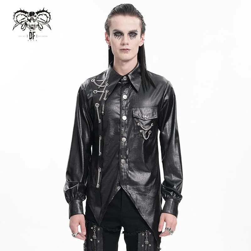 Men's  Gothic Chain Eyelets Skull Shirt