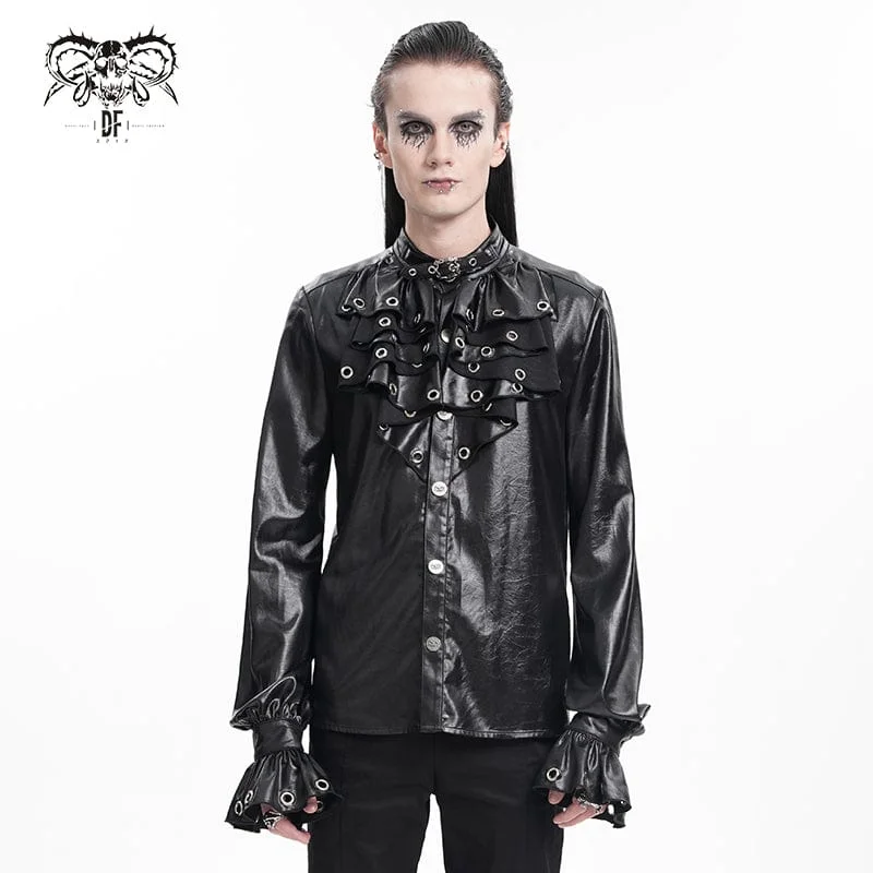 Men's  Gothic Eyelets Buckle-up Shirt