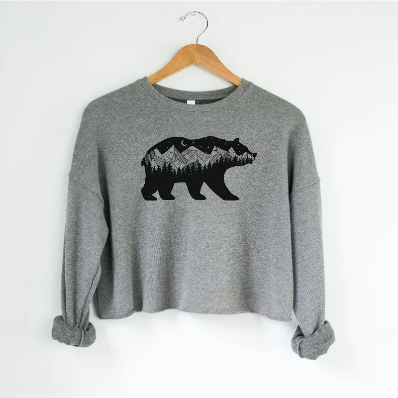 Midnight Bear Bella Canvas Cropped Sweatshirt or Crop Hoodie *Women's Crop Fit*