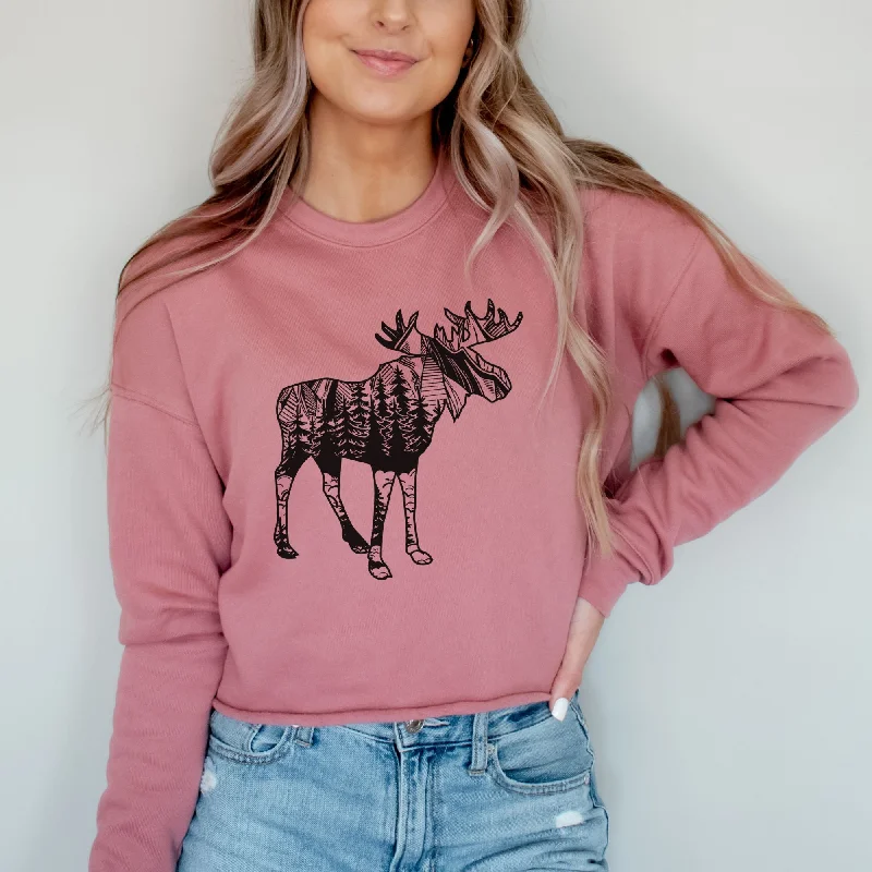 Moose Bella Canvas Cropped Sweatshirt or Crop Hoodie *Women's Crop Fit*