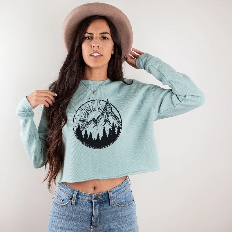 Mountain Sunrise Bella Canvas Cropped Sweatshirt or Crop Hoodie *Women's Crop Fit*