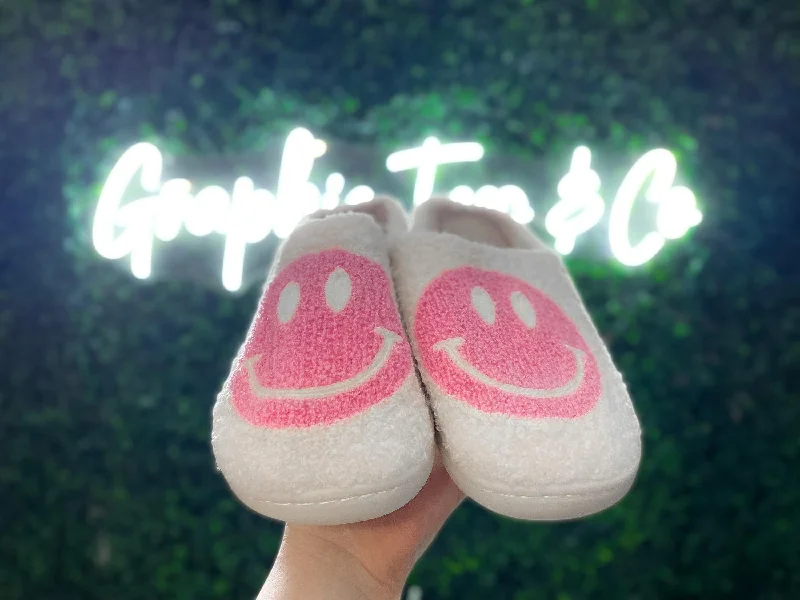 Pink Happy Face Slippers