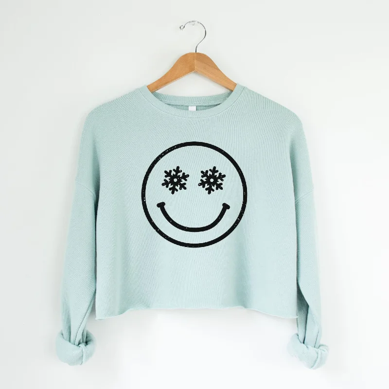 Snow Happy Cropped Sweatshirt or Crop Hoodie *Women's Crop Fit*