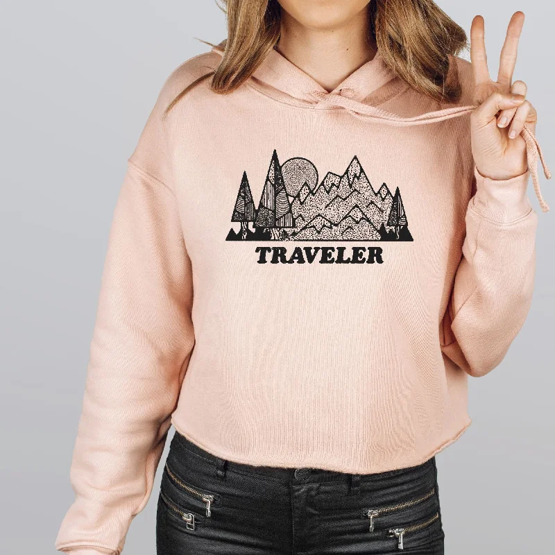 Traveler Cropped Sweatshirt or Crop Hoodie *Women's Crop Fit*