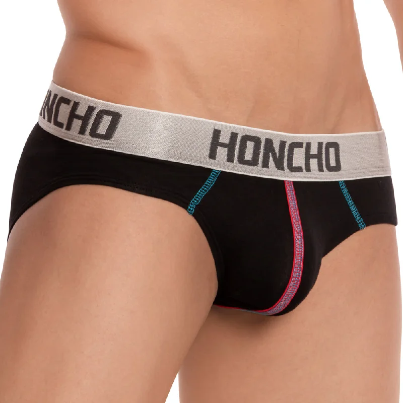 Men tagless boxer briefs-Honcho HOJ026 Stripe Bikini Brief