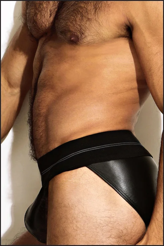 Breathable men cotton boxer briefs-Pro Sport Brief - LEATHER