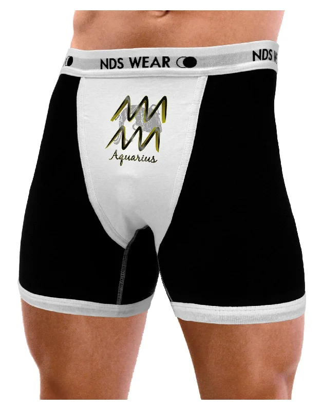 Men breathable stretch boxer briefs-Aquarius Symbol Mens Boxer Brief Underwear